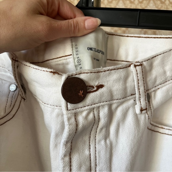 One Teaspoon White Trucker Jeans Mid Rise - Picture 5 of 9